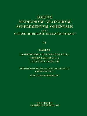 cover image of Galeni In Hippocratis De aere aquis locis commentariorum I–IV versio Arabica